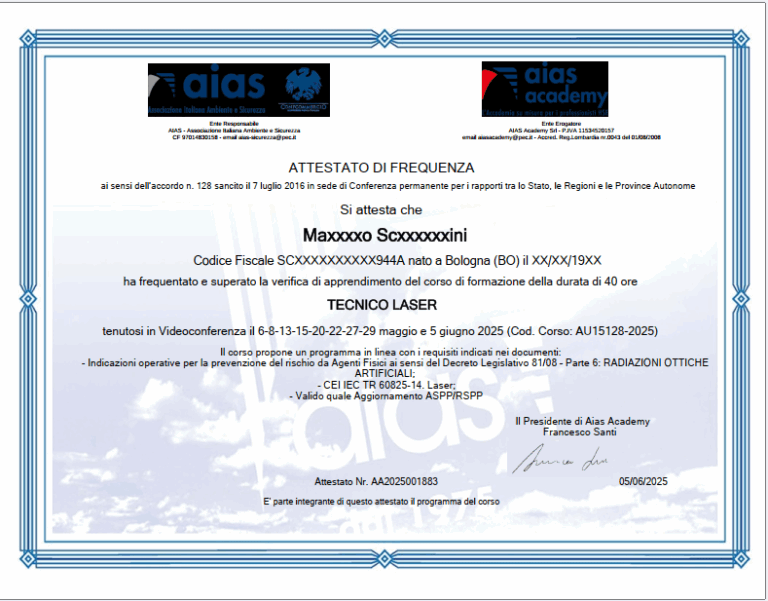 attestato tsl